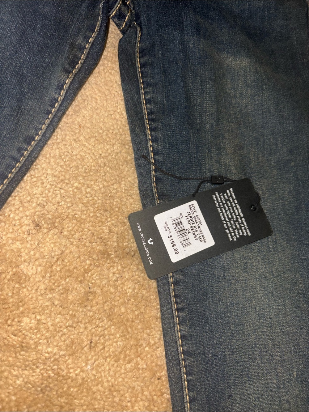 True Religion Dark Smoky Wash Women's Skinny Jeans - Blue Size 24 - Picture 7 of 7